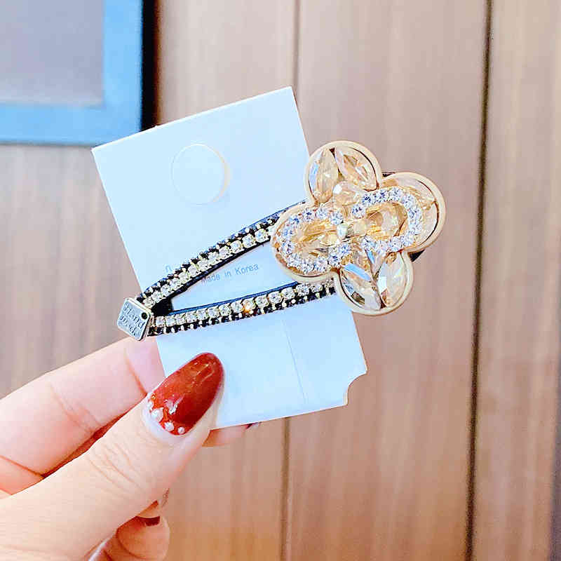 Hair Jewelry Accessories Klein Blue Crystal Pin Korean Clover Bb Clip Bangs Net Safflower Side Ornament Female