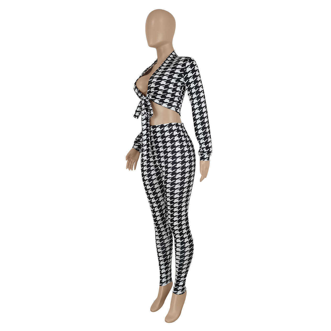 Women's Two Piece Pants Designers Women Clothes 2023 style temperament slim fit thousand bird check print two-piece women's suit Fashion