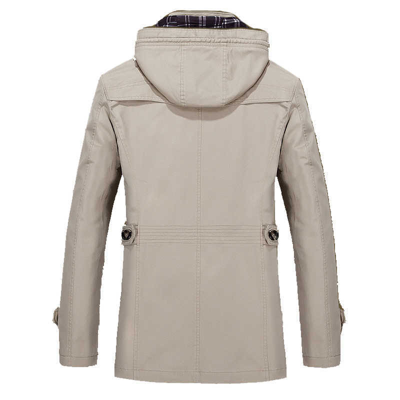 Men's Trench Coat Long Lapel Windbreakers Jacket Spring Autumn Cotton Male Clothes Hooded Winter 210819