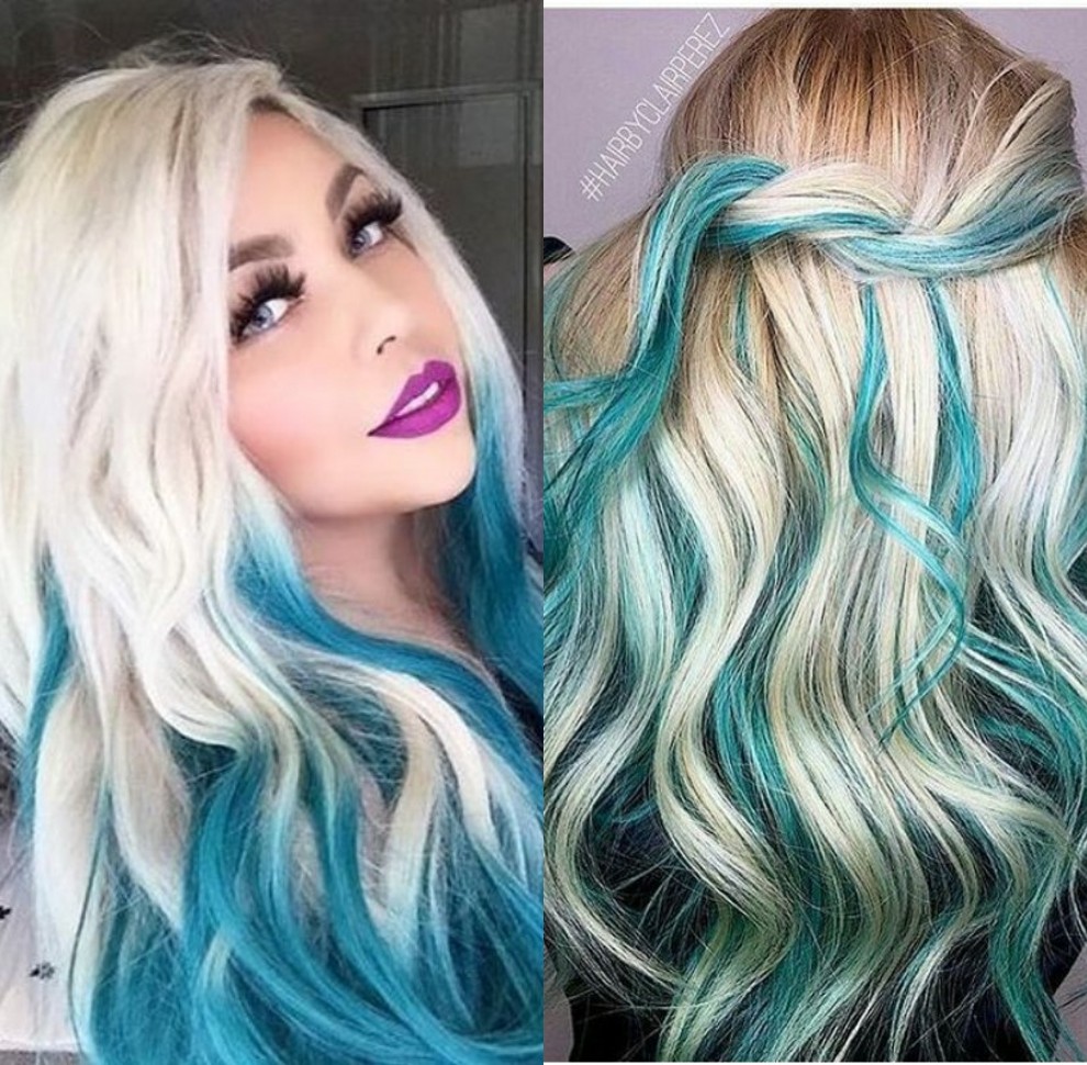 2021 Fashion 360 Frontal Short Wavy Wigs Blonde Ombre Green Color Brazilian Hair Synthetic Lace Front Wig For Women Cosplay