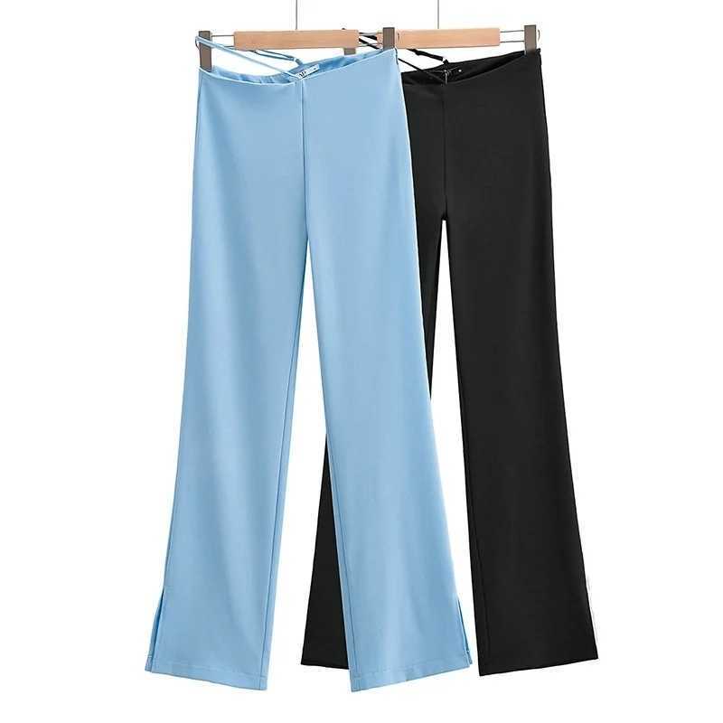 DEAT Women High Waist Split Long Pants Arrivals Temperament All Match Fashion Spring Autumn 11D1688 210709