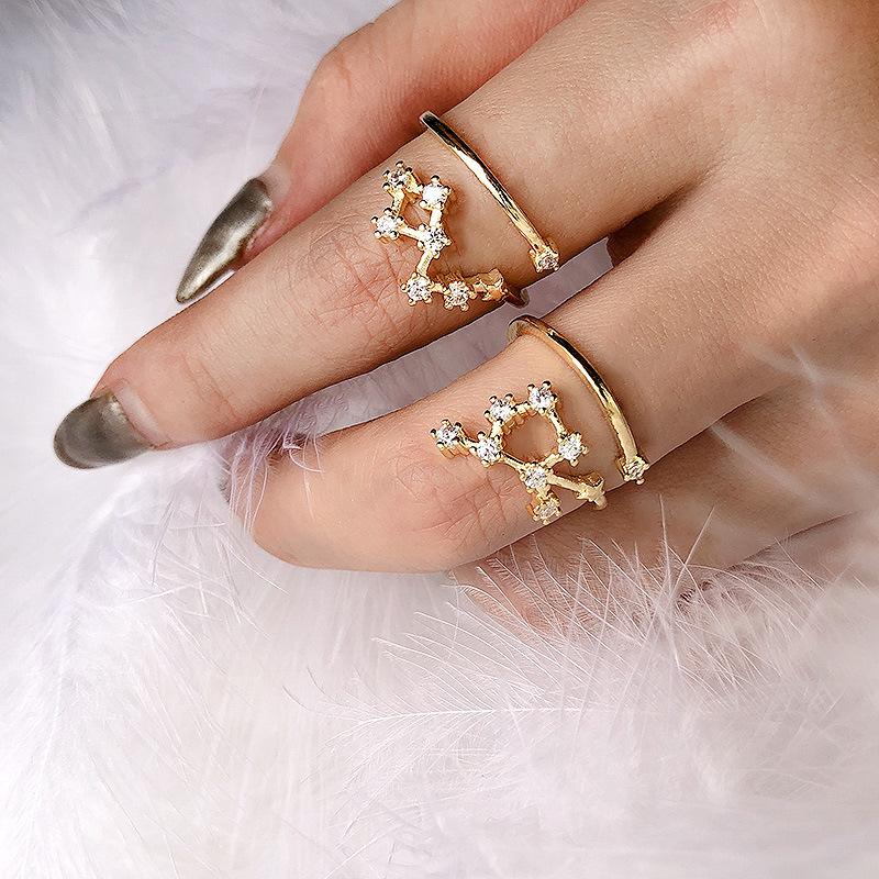 Cluster Rings Constellation For Women Design Sweet Romantic Adjustable Finger Micro-inlaid Zircon Friend Gift Jewelry KCR081, Golden;silver
Cluster Rings Constellation For Women Design Sweet Romantic Adjustable Finger Micro-inlaid Zircon Friend Gift Jewelry KCR081, Golden;silver