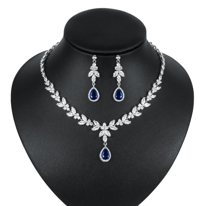 Wedding Jewelry Sets WEIMANJINGDIAN Brand Blue Teardrop And Marquise Cut Cubic Zirconia CZ Crystal Necklace Earrings Bridal Set, Slivery;golden
Wedding Jewelry Sets WEIMANJINGDIAN Brand Blue Teardrop And Marquise Cut Cubic Zirconia CZ Crystal Necklace Earrings Bridal Set, Slivery;golden