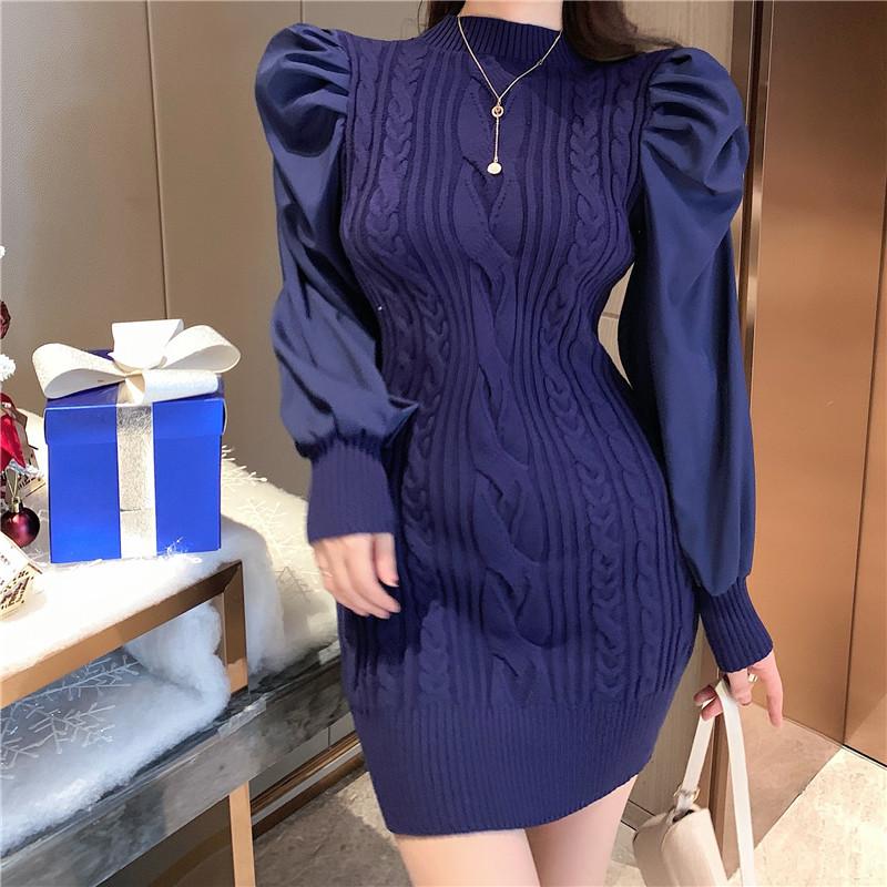 Casual Dresses Vestido Mujer Temperament Slim Retro Sexy Stitching Wrap Hip O Puff Long Sleeve Twist Dress Mini Knitted Sweaters, Black;gray
Casual Dresses Vestido Mujer Temperament Slim Retro Sexy Stitching Wrap Hip O Puff Long Sleeve Twist Dress Mini Knitted Sweaters, Black;gray