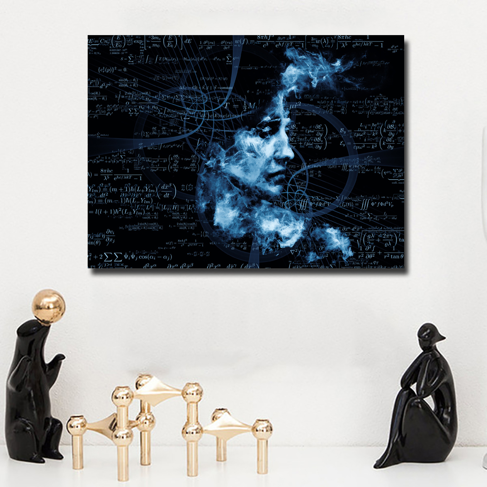 Abstract Painting Blue Women Math Portrait Oil Painting Wall Pictures For Living Room Home Decor Canvas Art No Frame