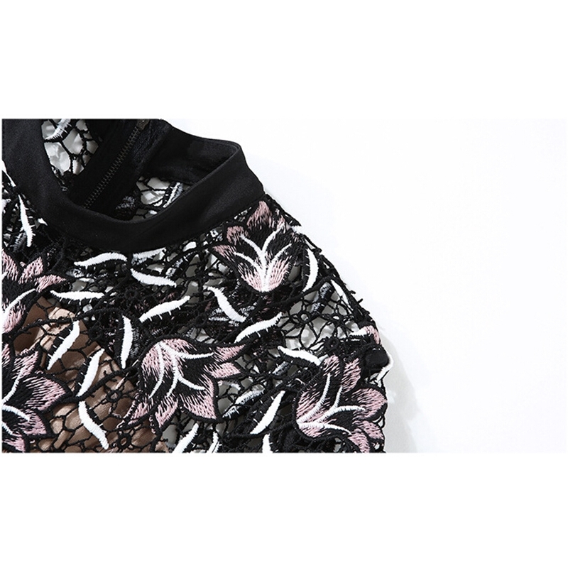 Summer Self Portrait Dress Flower Embroidery Patchwork Lace Women's Short Sleeve Hollow Out Pleated Long 210520