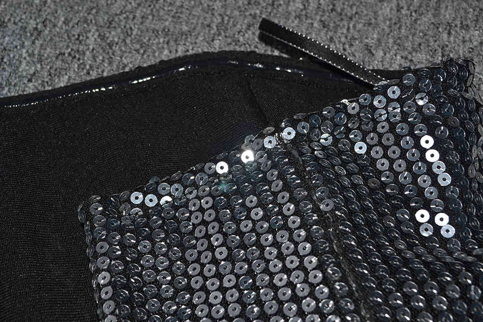 Free Women's Silver Sequined Bandage Dress Sexy Strapless Bodycon Halter Club Midi Celebrity Party 210524