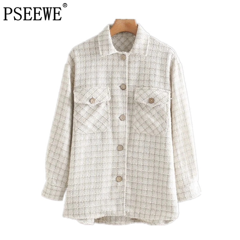 Women Jacket Vintage Plaid Button-up Patch Pockets Overshirt Fashion Lapel Collar Long Sleeves Chic Outerwear 210519
Women Jacket Vintage Plaid Button-up Patch Pockets Overshirt Fashion Lapel Collar Long Sleeves Chic Outerwear 210519
