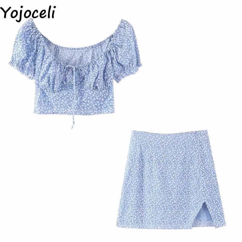 Yojoceli Sexy print short elegant dres two piece set Summer beach casual split Female daily cute vestidos 210609
