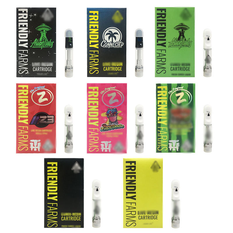 Friendly Farms 0.8ml 1.0ml Empty Vape Cartridge 510 Thread Ceramic Coil Thick Oil Tank Carts Conneted Alien Labs With Packaging Boxes
Friendly Farms 0.8ml 1.0ml Empty Vape Cartridge 510 Thread Ceramic Coil Thick Oil Tank Carts Conneted Alien Labs With Packaging Boxes