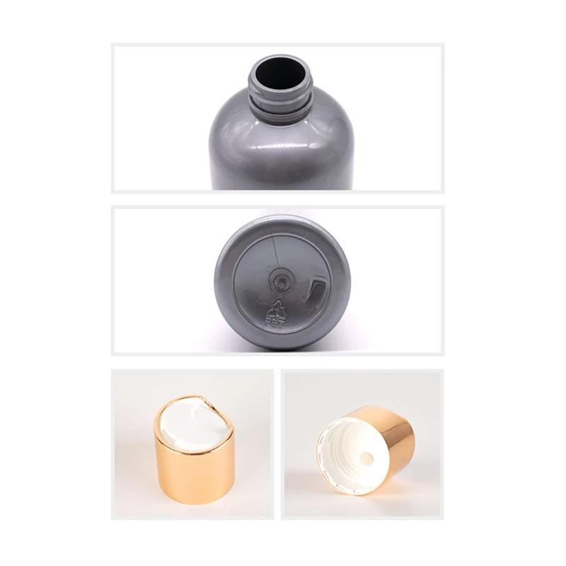 Storage Bottles & Jars 20pcs 300ml Empty Black Liquid Soap Lotion Cosmetic Bottle Containers Gold Aluminum Disc Top Cap,Metal Cap
