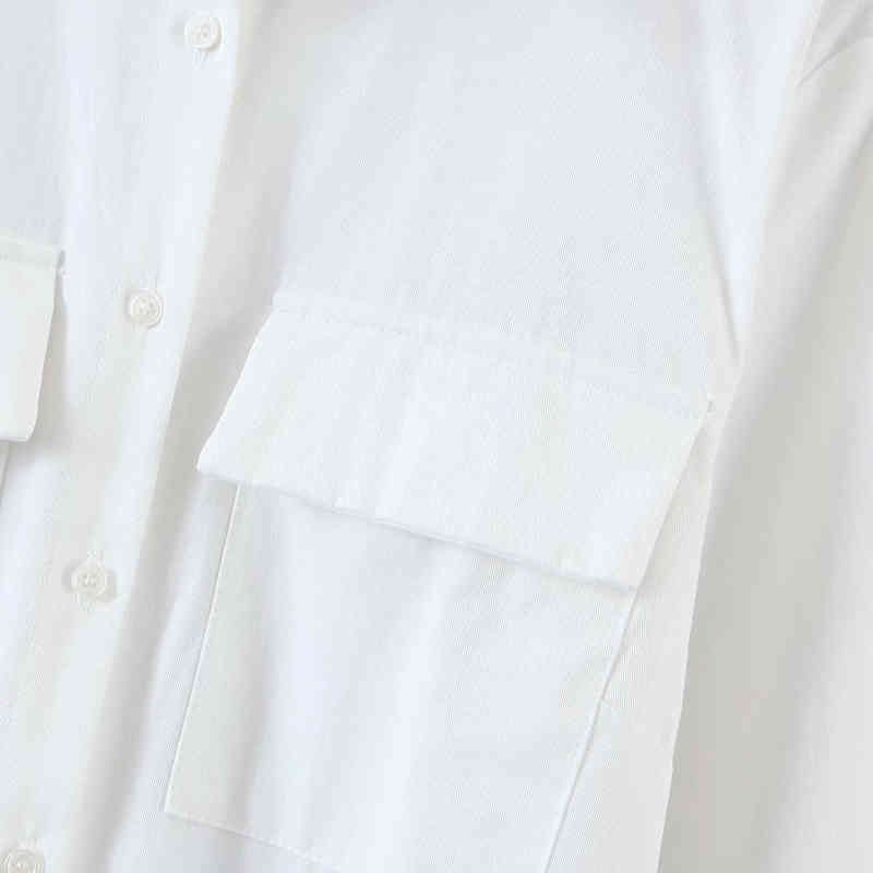 Casual Woman White Cotton Soft Shirt Dress Spring-Autumn Ladies Elegant Basic Sashes es Female Chic Pocket 210515