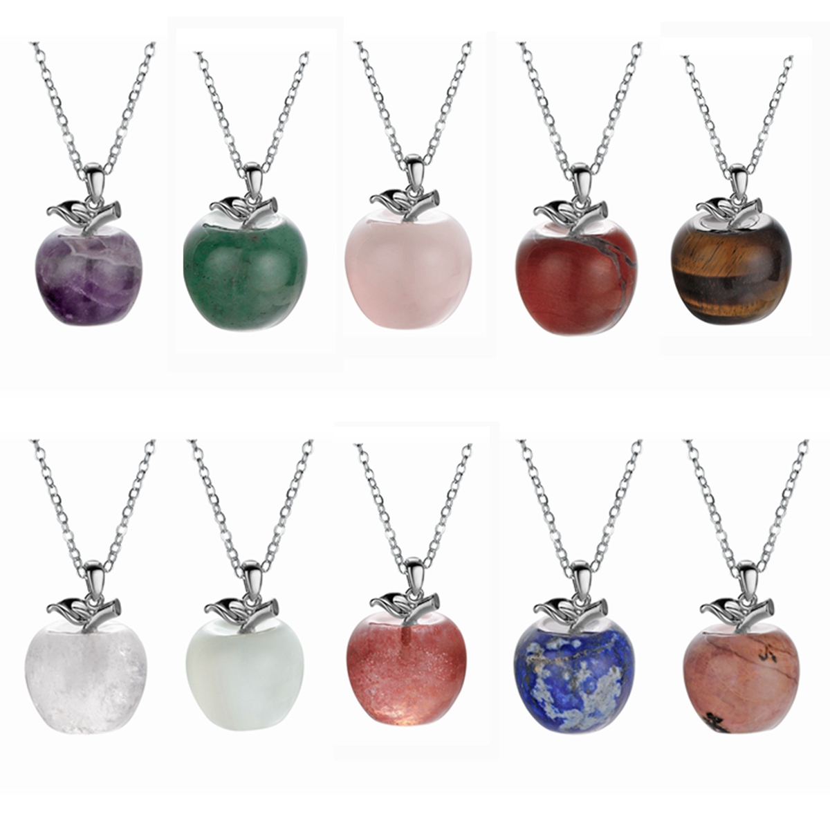 qimoshi Natural stone crystal apple pendant necklace woman sweater chain Christmas Eve gift