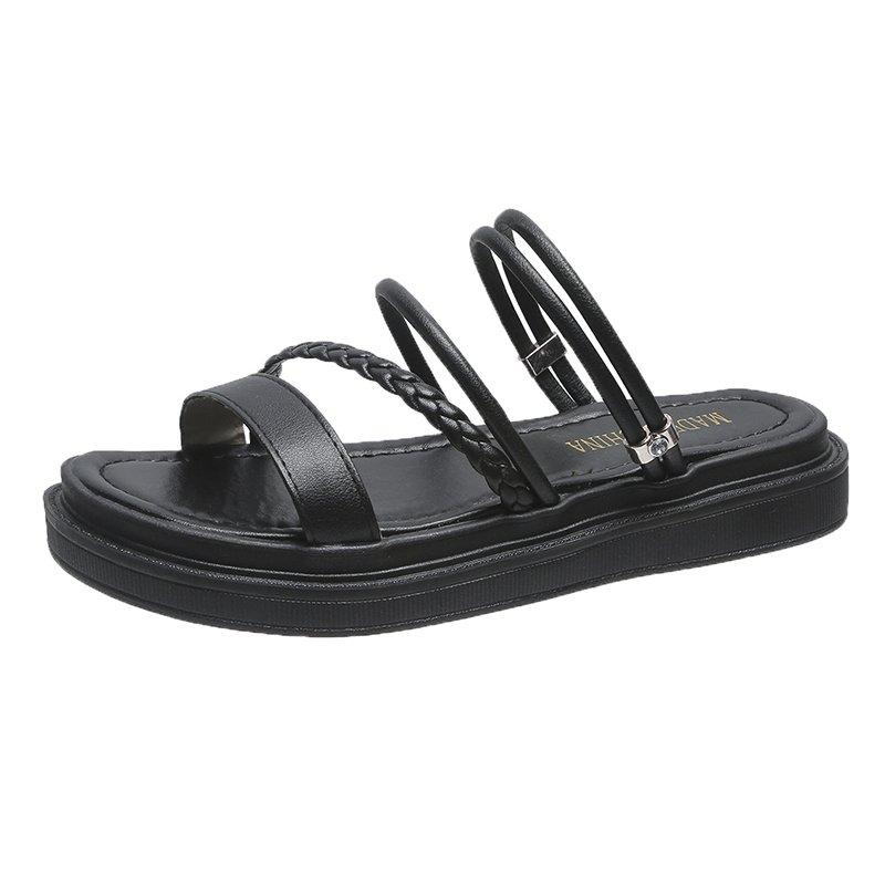 Sandals 2021 Summer And Autumn Products Ladies Fairy Style Mid-Heel Flat Comfortable Open-Toed Slippers