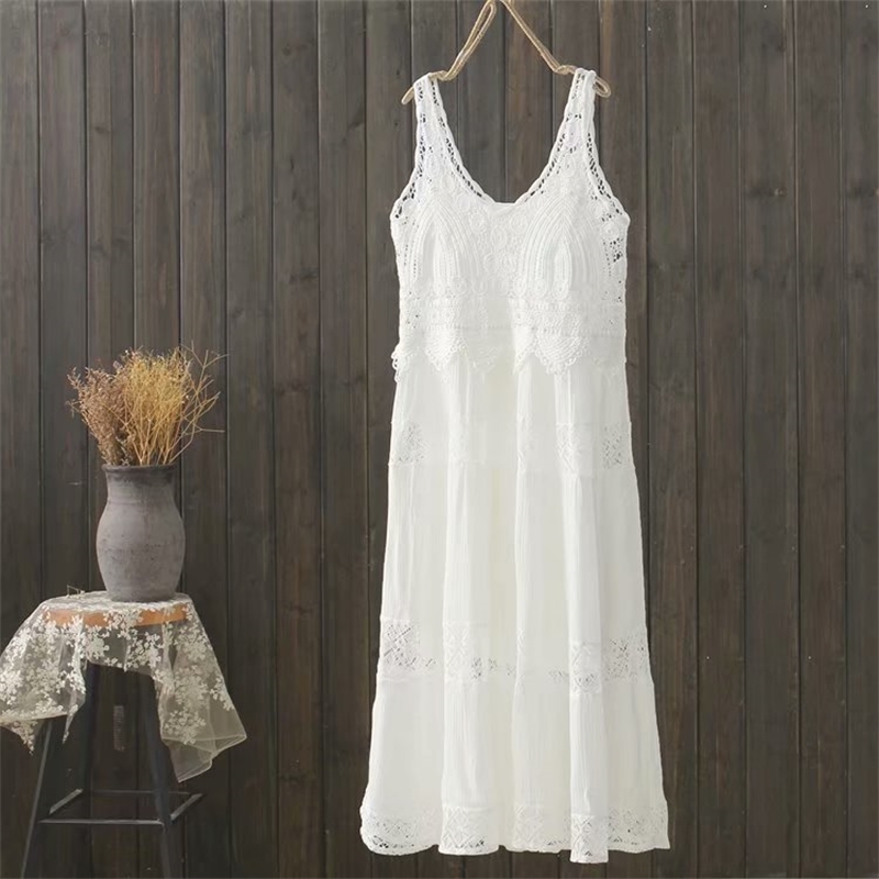 Two Piece Spaghetti Strap Solid White Cotton Vest O-Neck Mid-Calf Summer Dresses for Women 210615
Two Piece Spaghetti Strap Solid White Cotton Vest O-Neck Mid-Calf Summer Dresses for Women 210615