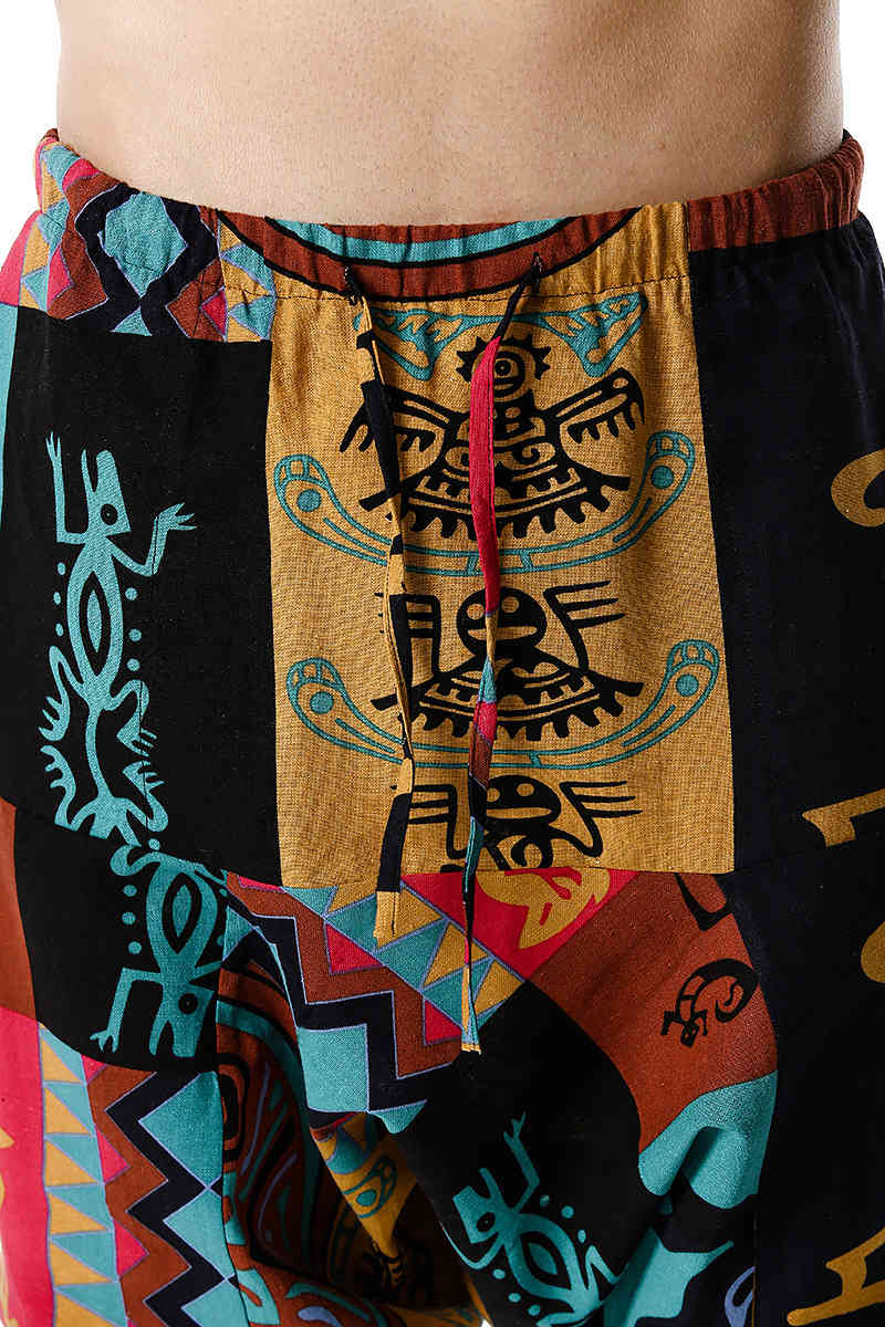 Men's Hip Hop Baggy Harem Low Crotch Pants African Pattern Print Genie Hippie Pants Cotton Casual Harajuku Joggers Sweatpants 210522