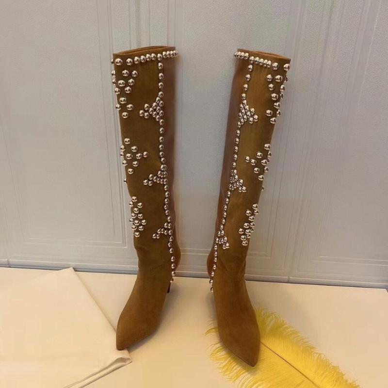 Boots Winter Cow Suede Knee High Woman Pointed Toes Spike Heels Patchwork Rivet Sapato Feminino, As pic
Boots Winter Cow Suede Knee High Woman Pointed Toes Spike Heels Patchwork Rivet Sapato Feminino, As pic