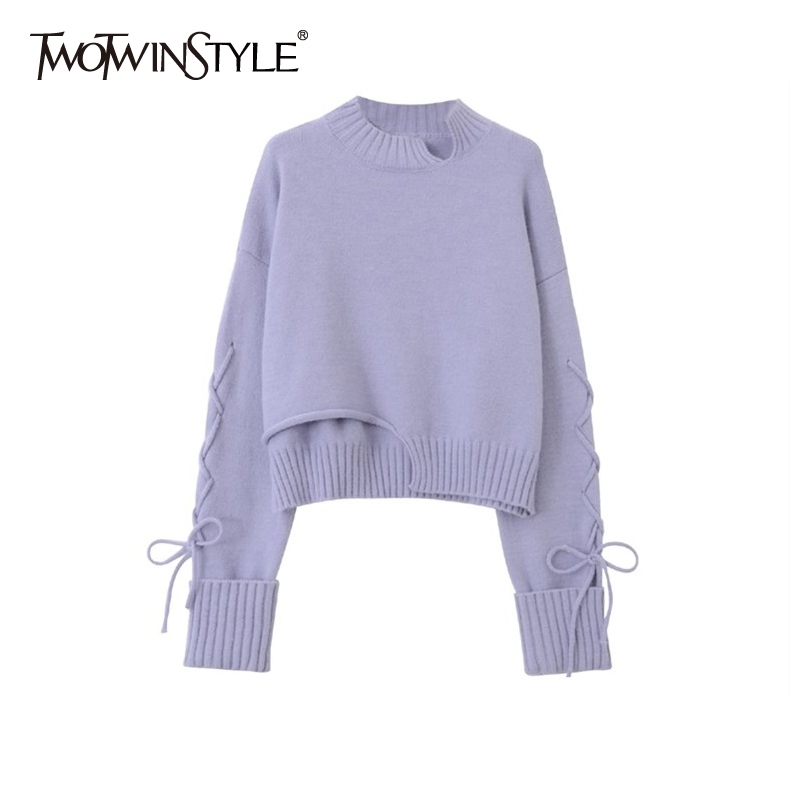 Cross Lace Up Bowknot Sweater For Women Turtleneck Long Sleeve Elegant Chic Knitted Tops Female Fashion Autumn 210524, Purple
Cross Lace Up Bowknot Sweater For Women Turtleneck Long Sleeve Elegant Chic Knitted Tops Female Fashion Autumn 210524, Purple