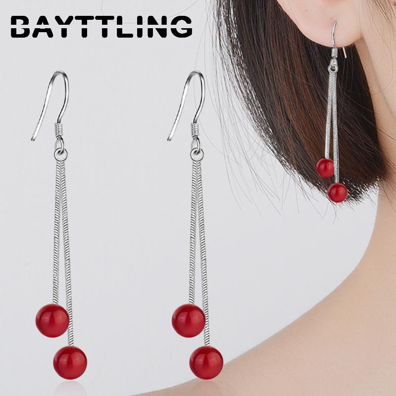 Dangle & Chandelier BAYTTLING 925 Sterling Silver Delicate Red Round Stone Pendant Long Earrings For Women Fashion Wedding Jewelry Gift
Dangle & Chandelier BAYTTLING 925 Sterling Silver Delicate Red Round Stone Pendant Long Earrings For Women Fashion Wedding Jewelry Gift