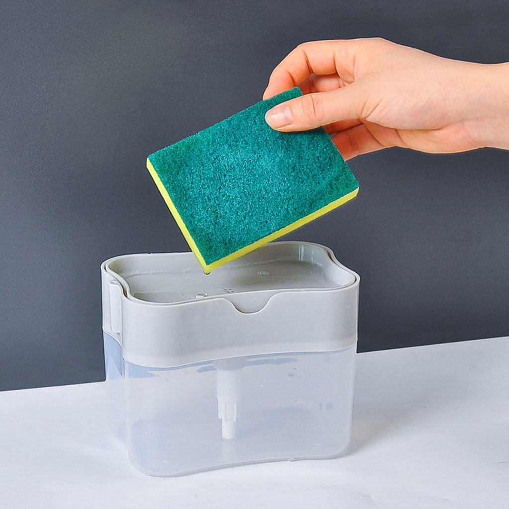 Cocina accesorio 2-in-1sponge press rack by hand soap box kitchen wall-mounted soap dispenser washing pillow dishwasher soap box