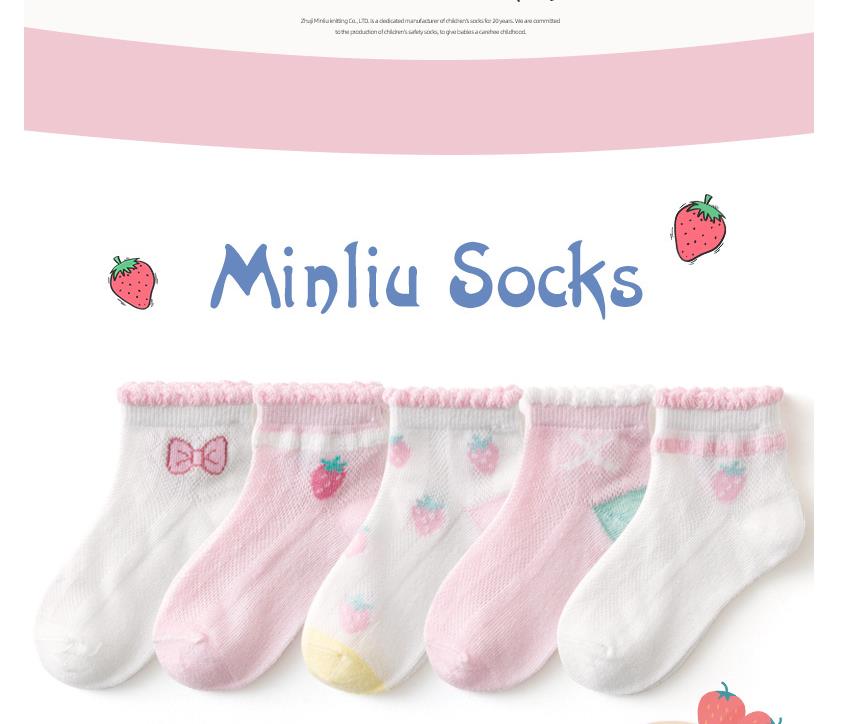 Children's strawberry short lace baby socks girls solid color curly sock thin section sweat-absorbent breathable spring and autumn princess Korea