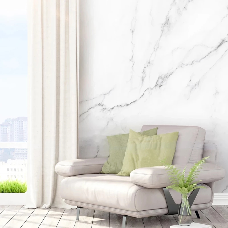 Custom Mural Nordic Ins White Marble Wall 3D Bedroom Living Room TV Background Wall Waterproof Self Adhesive Wallpaper Modern