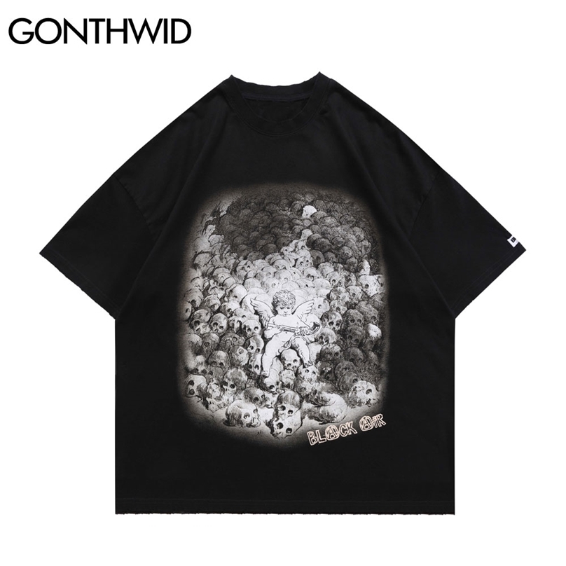 Oversized Tshirts Creative Angel Skeleton Skull Short Sleeve Tees Shirts Hip Hop Casual Streetwear Fashion Cotton Tops 210602, Black
Oversized Tshirts Creative Angel Skeleton Skull Short Sleeve Tees Shirts Hip Hop Casual Streetwear Fashion Cotton Tops 210602, Black