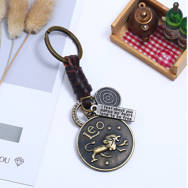 Retro Bronze constell key ring 12 Horoscope sign keychain Leather Weave Bag hangs holders rings for women men fashion jewelry
Retro Bronze constell key ring 12 Horoscope sign keychain Leather Weave Bag hangs holders rings for women men fashion jewelry