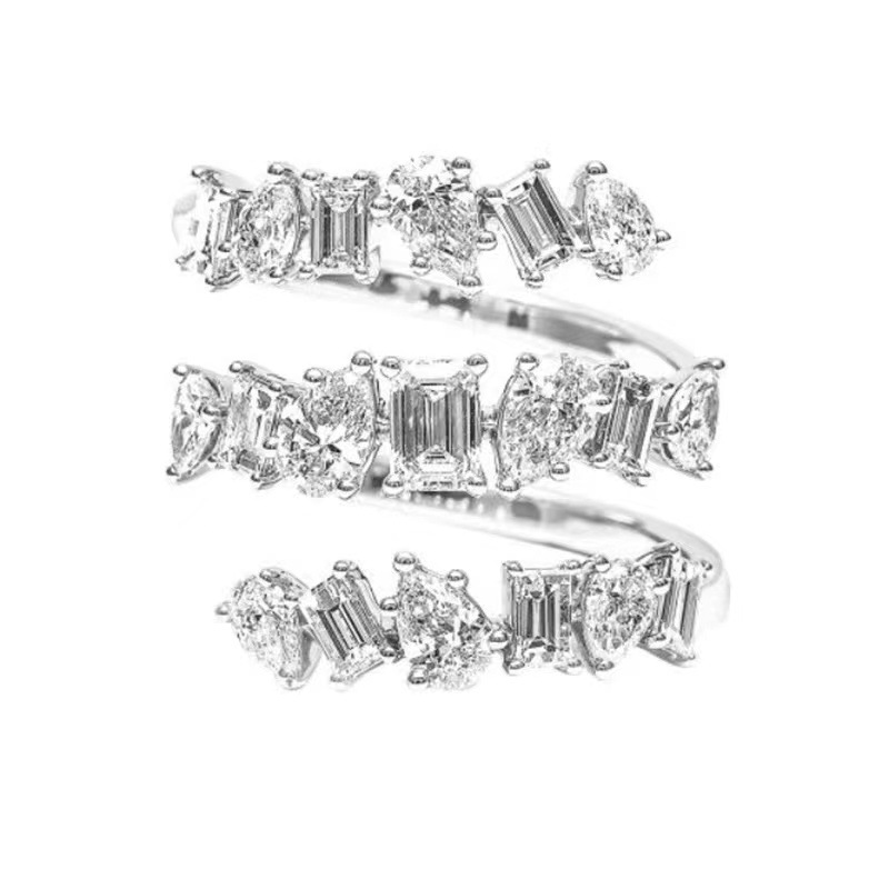 Sterg Sier Water Drop Zircon Eternity Promise Ring for Women