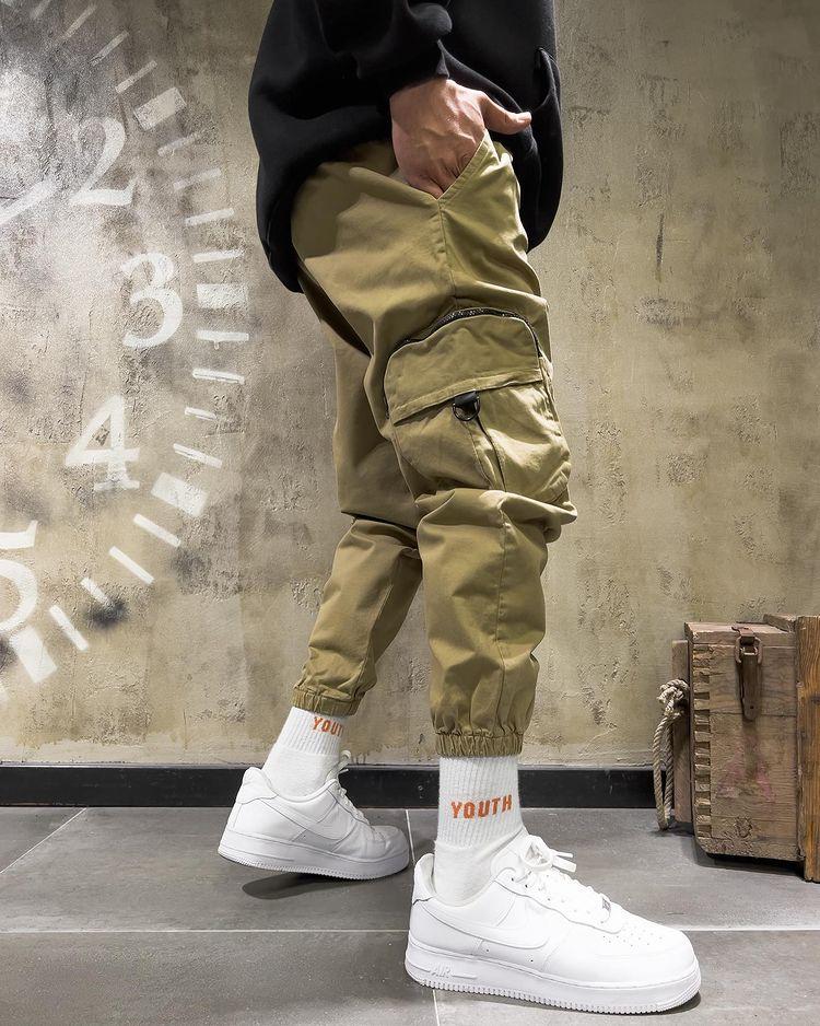 Men&#039;s Pants 2021 Streetwear Hip Hop Beige Gabardine Cargo Male Elastic Printed Joggers от DHgate WW