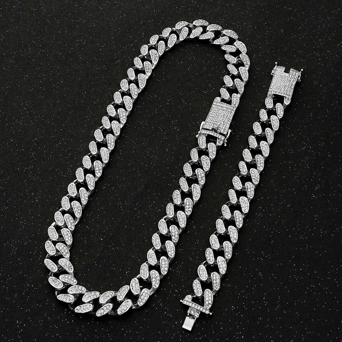 Cuban Men's Mesh Necklace, Gold Silver Necklace, Ice Bracelet, Sparkling Crystal, Hip Hop, Jewelry, 20mm Q0617
Cuban Men's Mesh Necklace, Gold Silver Necklace, Ice Bracelet, Sparkling Crystal, Hip Hop, Jewelry, 20mm Q0617