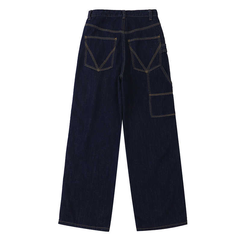 Women's Jeans Autumn Streetwear Fashion High Waist Straight Pants Vintage Baggy Casual Wide Leg Ladies Denim Long Trouser 210809