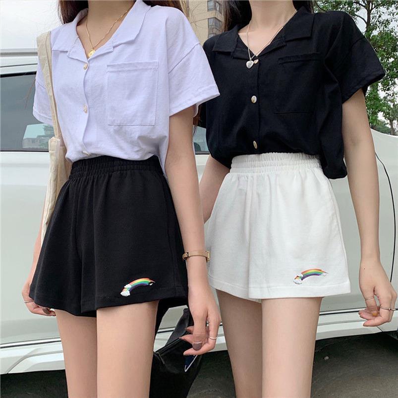 summer korean version of womens shorts high waist was thin and embroidery rainbow sports casual wide leg, White;black
summer korean version of womens shorts high waist was thin and embroidery rainbow sports casual wide leg, White;black