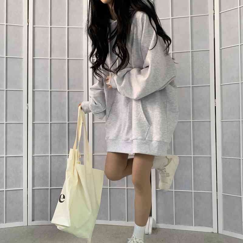 6colors korean Chic style Long Sleeve dress Women casual spring autumn sweatshirt Dress women hoodies(C2819) 210423