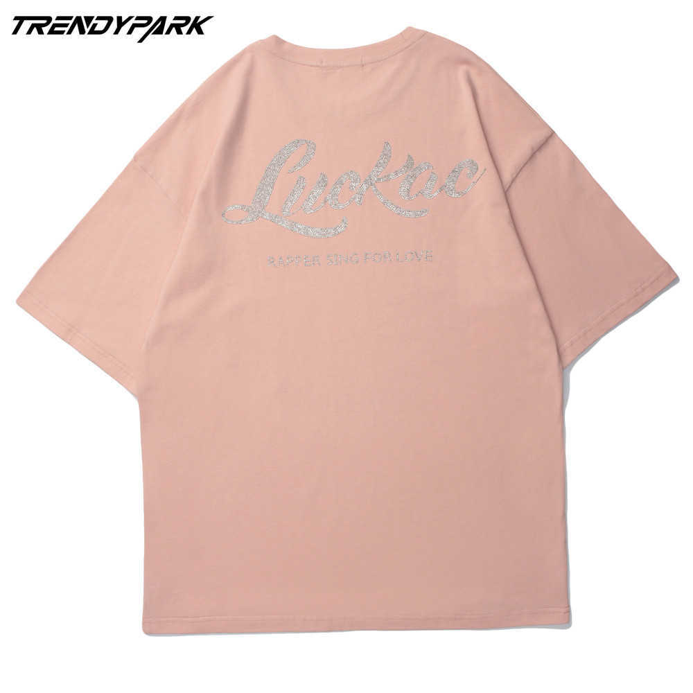 Men's Diamonds T-shirt Summer Short Sleeve Tee Hip Hop Oversized Cotton Casual Harajuku Streetwear Top Tshirts Clothing 210601