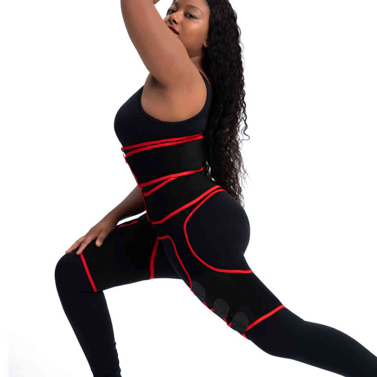 CXZD 3 in 1 Neoprene Belly Belt Thigh Trimmer Leg Shapers Body Shape Waist Trainer Butt Lifter Shapewear Women Weight Loss 211112