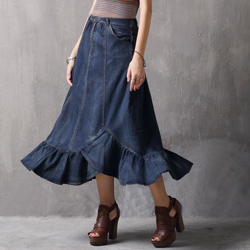 Ruffles Patchwork Design Denim Skirts for Women Vintage All-match Jupe Fashion Sweet Fresh Female Bottoms Summer 210525
Ruffles Patchwork Design Denim Skirts for Women Vintage All-match Jupe Fashion Sweet Fresh Female Bottoms Summer 210525