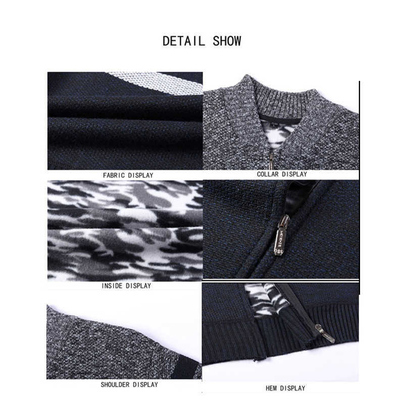 BROWON Korean Clotnes Men Wintersmart Casual Knitted Patchwork Cardigan Sweater Fashion Thick Zipper Up Men Clothing Sweater 211008