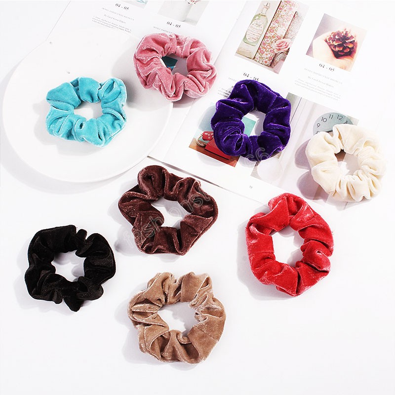 40Colors Velvet Hair Scrunchie Candy Color Elastic Hair Bands Winter Autumn Korea Women Girls Ponytail Holder Hair Accessorie
