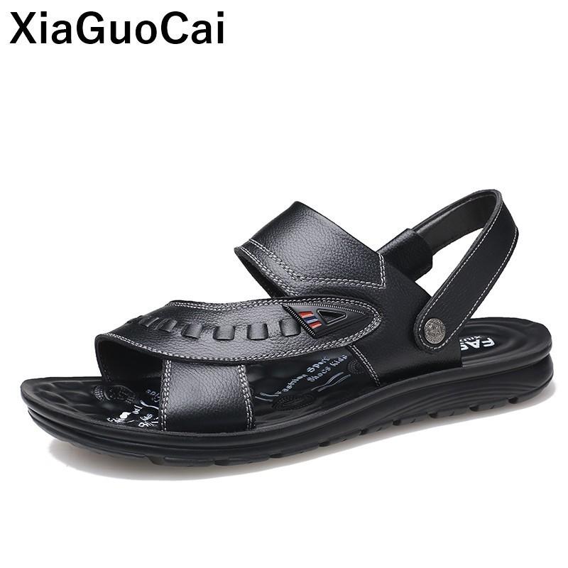 Slippers Genuine Leather Men Sandals Two Uses Summer Male Beach Shoes High Quality Breathable Slides Non-slip Flip Flops, Black
Slippers Genuine Leather Men Sandals Two Uses Summer Male Beach Shoes High Quality Breathable Slides Non-slip Flip Flops, Black