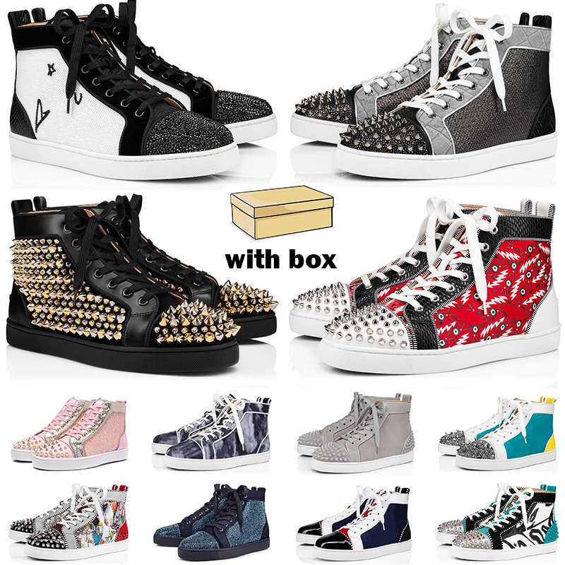 red bottoms sneakers men women designer shoes high top Black White silver Glitter leather suede mens fashion spikes casual trainers with box, #29
red bottoms sneakers men women designer shoes high top Black White silver Glitter leather suede mens fashion spikes casual trainers with box, #29