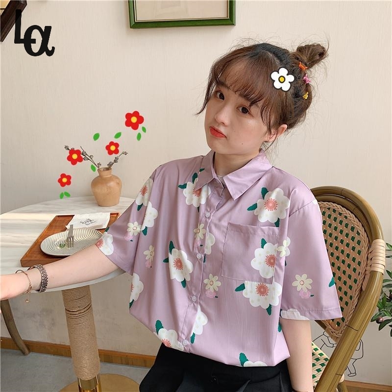 Heydres Summer Turn Down Collar Short Sleeve Shirts Floral Print Sweet Blouse Pocket Female Japanese Harajuku Purple 210519
Heydres Summer Turn Down Collar Short Sleeve Shirts Floral Print Sweet Blouse Pocket Female Japanese Harajuku Purple 210519