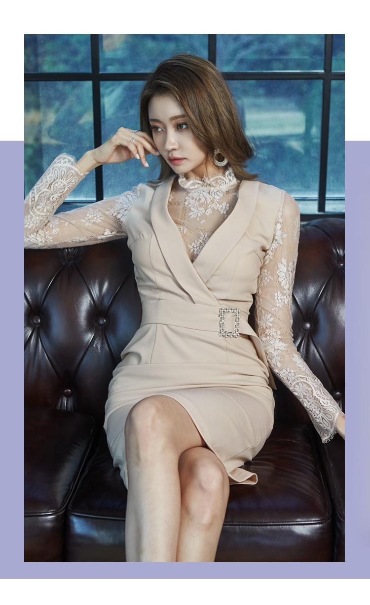 Casual Dresses Spring Sexy Lace Patchwork Long Sleeve Women Pencil Dress Elegant Office OL Slim Bodycon Party Vestidos