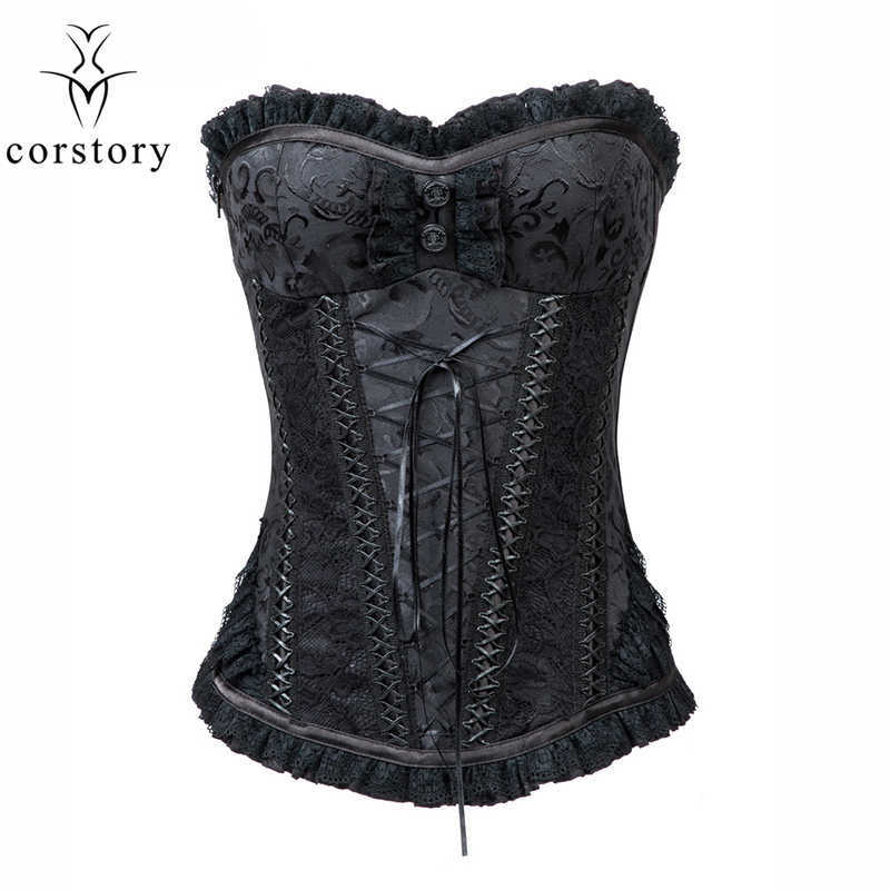 Corstory Black Brocade Lace Corset With Trimed Overbust Steel Boned Waist Cincher Bustier Steampunk Victorian Push Up Bodyshaper
Corstory Black Brocade Lace Corset With Trimed Overbust Steel Boned Waist Cincher Bustier Steampunk Victorian Push Up Bodyshaper