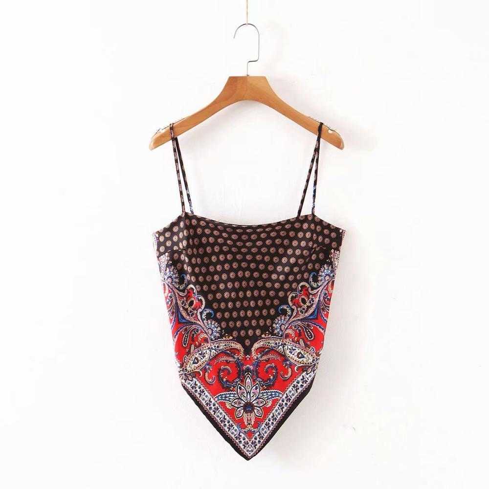 Women vintage paisley print spaghetti strap sexy chic camis tank ladies summer backless bowknot sling tops LS3866 210625