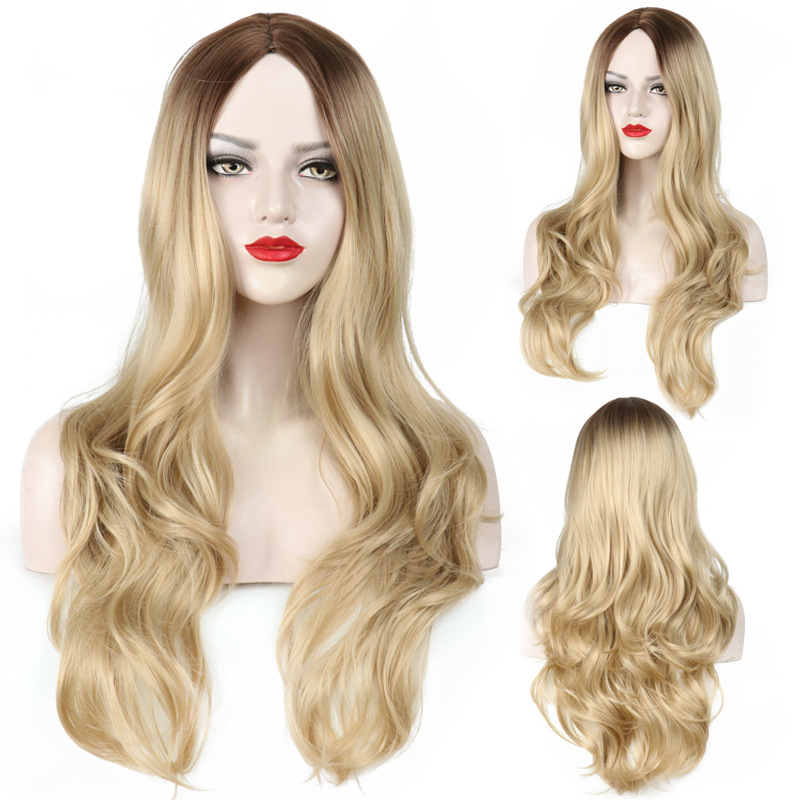 Fashion Long Wave Synthetic Omber Women's Hair wig for Daily Life Cosplay