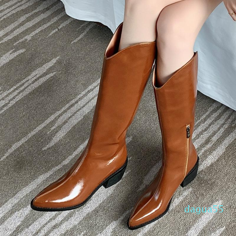 Boots INS Knee High Women Genuine Leather Fashion Pointed Toe Western Lady Shoes Women's Winter Autumn, Brown pigskin lining
Boots INS Knee High Women Genuine Leather Fashion Pointed Toe Western Lady Shoes Women's Winter Autumn, Brown pigskin lining