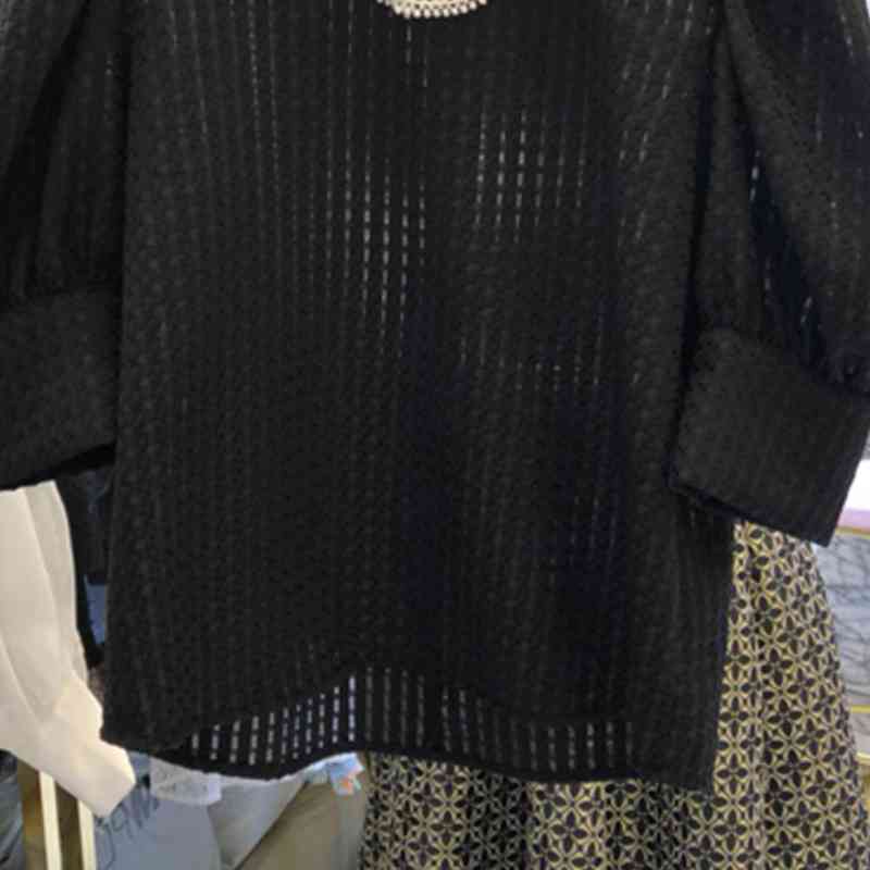 Nomikuma Lace Patchwork Women Blouse New Puff Sleeve Shirt Tops Korean Sweet Elegant Blusas Mujer De Moda Verano 6H503 210427