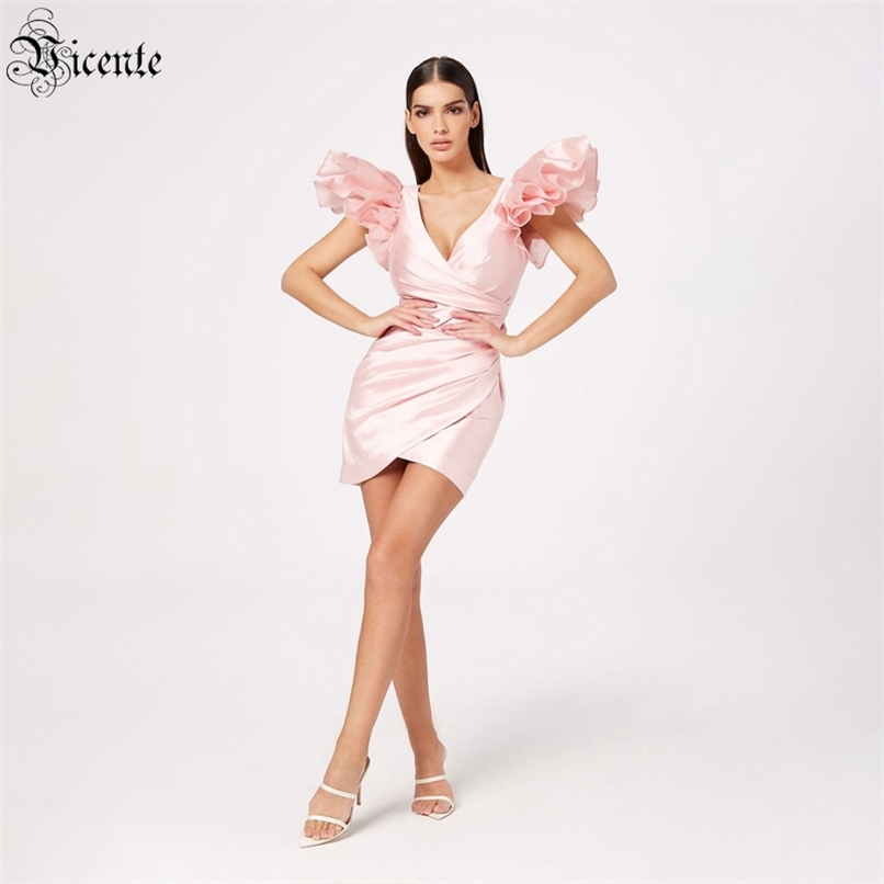 Women's Dress Celebrity Party Ruffled Fold Design V-neck Pink Satin Short 210520
Women's Dress Celebrity Party Ruffled Fold Design V-neck Pink Satin Short 210520