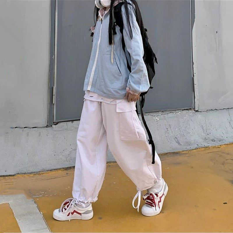 Men women trousers Japanese wide-leg Cargo pants hip hop female Harajuku Korean style loose straight leggings casual slim 210526